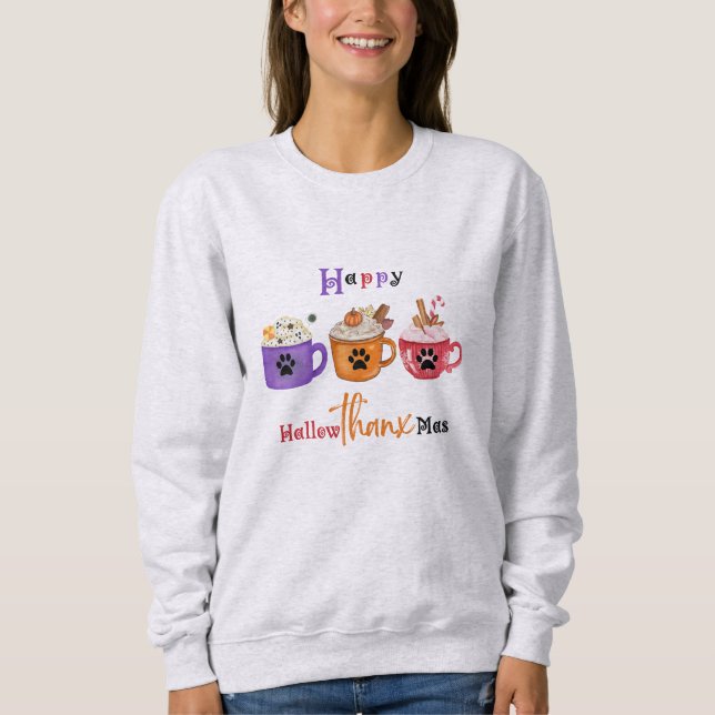 Lycklig Hallowthanksmas Hallowthanxmas Helgdag T Shirt (Framsida)