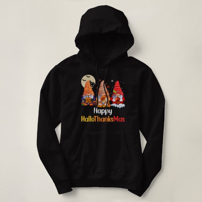 Lycklig Hallowthanksmas Santa Hat Pumpkin Turkiet  T Shirt (Design framsida)