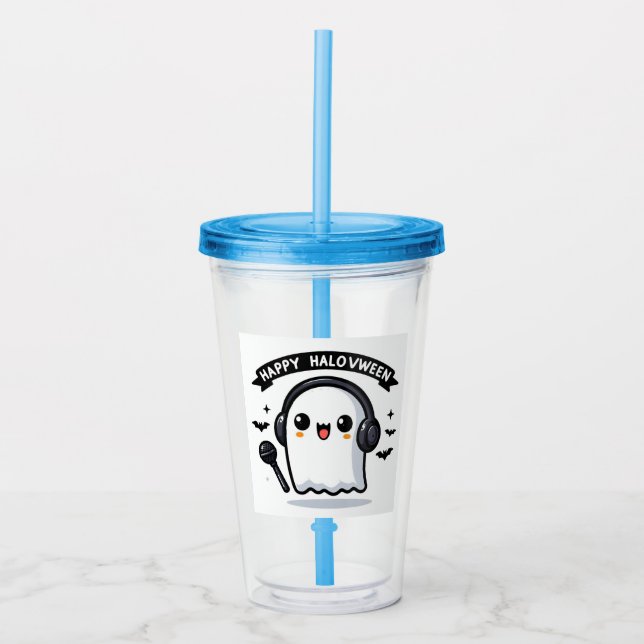 Lycklig Halovween Ghost Singer Halloween Music Flä Take Away Mugg (Framsida)