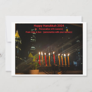 Lycklig, hälsosamt Hanukkah-kort Julkort