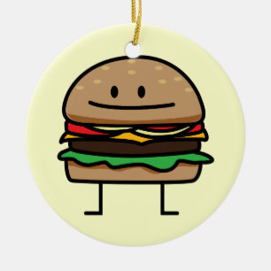 Lycklig hamburgare julgransprydnad keramik