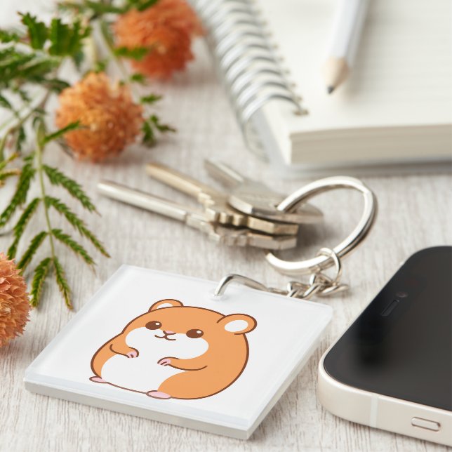 Lycklig Hamster Keychain (Högra Framsidan)
