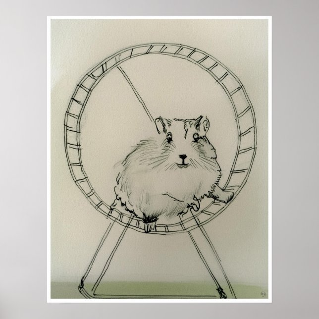 Lycklig Hamster Teckning - Art Print Poster (Framsidan)