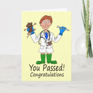 Lycklig-handjur har just passerat läkarexamen kort