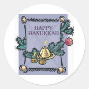 Lycklig Hannakah Runt Klistermärke