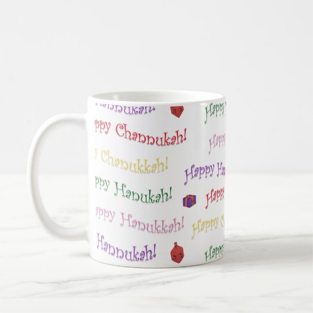 Lycklig Hannukah Patterned Kaffemugg (Vänster)
