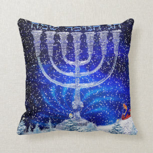 Lycklig Hannukah snö kudder Kudde