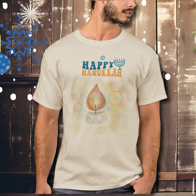 Lycklig Hanukah Candle Light T-Shirt (Happy Hanukah Candle Light T-Shirt)