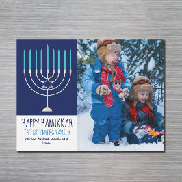 Lycklig Hanukah Family Photo Menorah Magnet Card