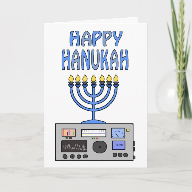 Lycklig Hanukah Ham Radio Greeting Card Helgkort (Framsida)