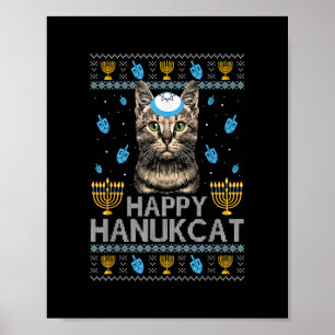 Lycklig Hanukcat Ugly Hanukkah Sweater Maine Coon  Poster