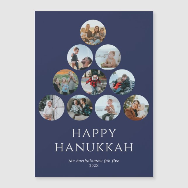 Lycklig Hanukkah 10 Photo Magnet Blue (Framsida)