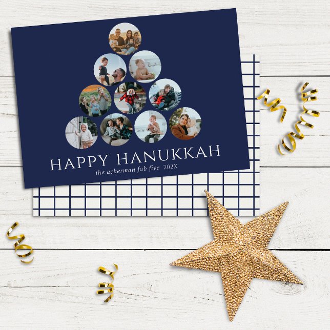 Lycklig Hanukkah 10 Photo Navy Blue White (Skapare uppladdad)