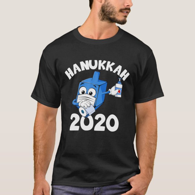 Lycklig Hanukkah 2020 Dreidel Dabbing Ansikte Mask T Shirt (Framsida)