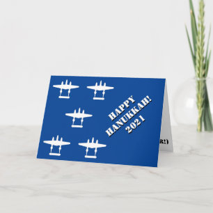 Lycklig Hanukkah 2021 Blått och vitt kort