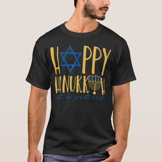 Lycklig Hanukkah 2022 Låt oss Lit Jewish Menorah C T Shirt (Framsida)