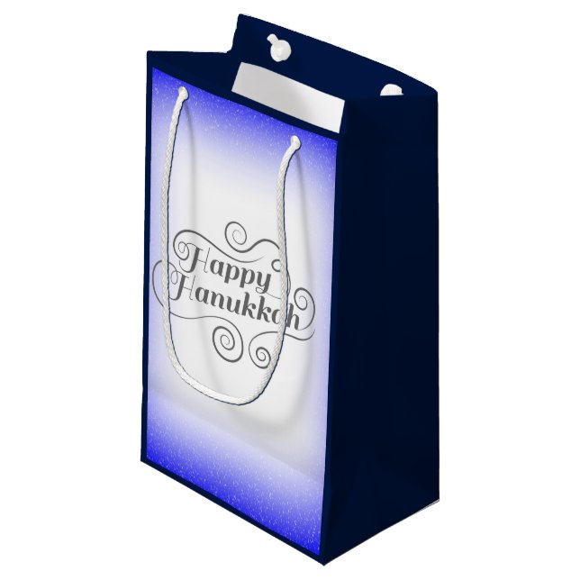 Lycklig Hanukkah, 2-tonsblå, vit bakgrund (Framsidan Vinklad)