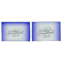 Lycklig Hanukkah, 2-tonsblå, vit bakgrund