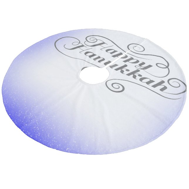 Lycklig Hanukkah, 2-tonsblå, vit bakgrund Julgransmatta Fleece (Vinklad)