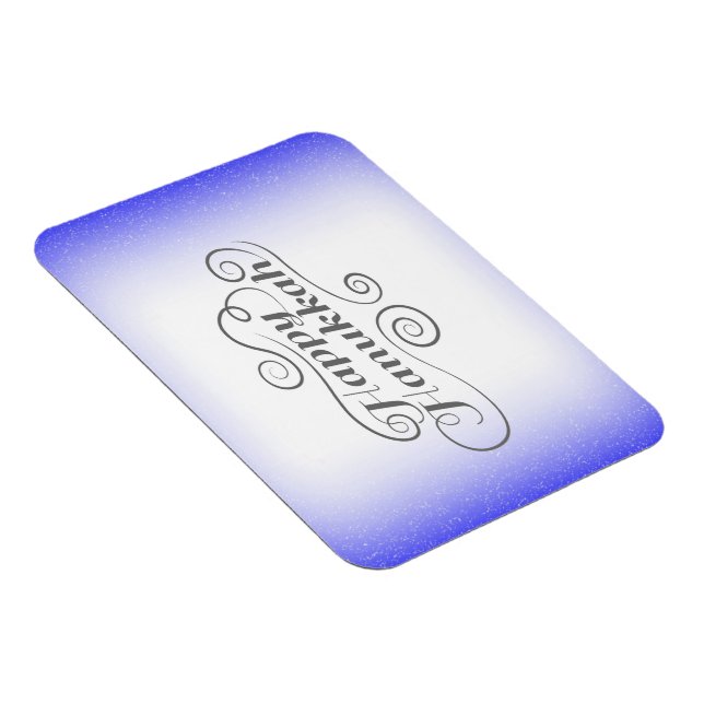 Lycklig Hanukkah, 2-tonsblå, vit bakgrund Magnet (Högersidan)