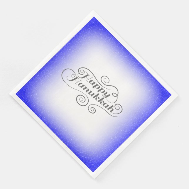 Lycklig Hanukkah, 2-tonsblå, vit bakgrund Pappersservett (Hörn)