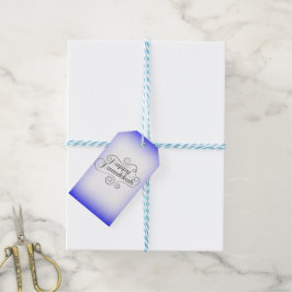 Lycklig Hanukkah, 2-tonsblå, vit bakgrund Presentetikett