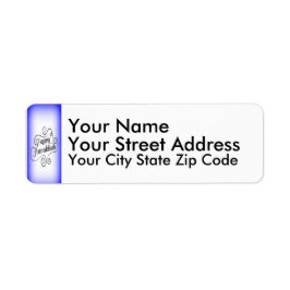 Lycklig Hanukkah, 2-tonsblå, vit bakgrund Returadress Etikett