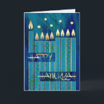 Lycklig Hanukkah. Anpassadets hälsningskort Helgkort<br><div class="desc">Lycklig Hanukkah! lycklig Chanukah! Stjärna för David och Menorah Candles designar Anpassadet Hanukkah Greeting Cards med personlig namn och hälsning. Matchningskort och gåvor finns tillgängliga i de judiska Helgdagarna/Hanukkah-kategorin i vår butik.</div>