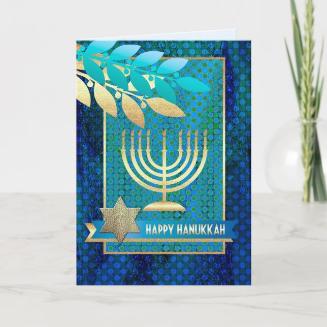 Lycklig Hanukkah. Anpassadets hälsningskort Helgkort (Framsida)