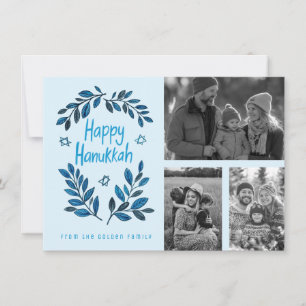 Lycklig Hanukkah ANPASSNINGSBAR 3 PHOTOS Grid Helg Kort