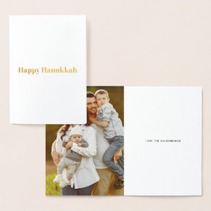 Lycklig Hanukkah anpassningsbar fotomodern typogra Folierat Kort