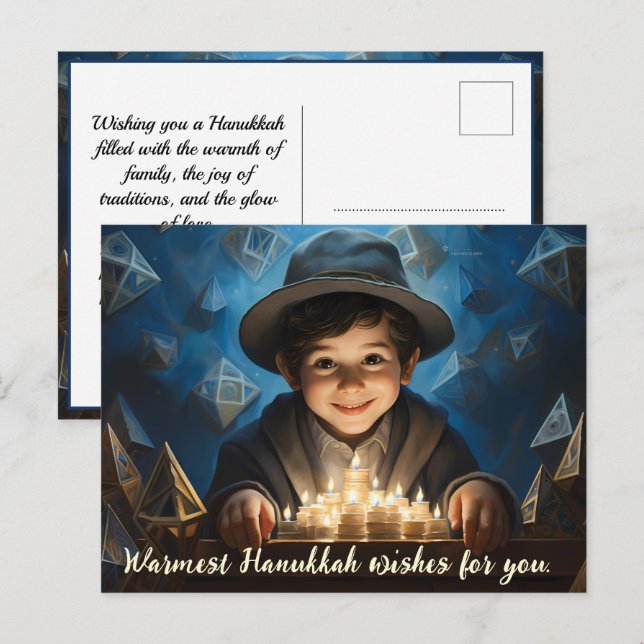 🕎 Lycklig Hanukkah, anpassningsbar Helg Vykort (Fram/baksida)