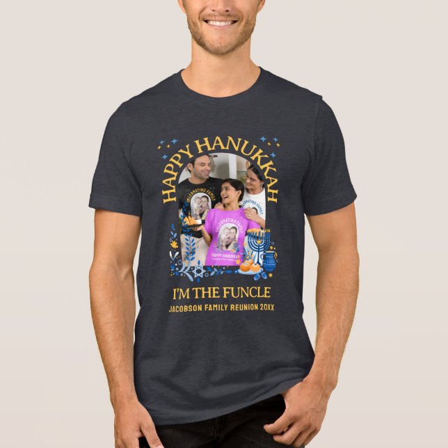 LYCKLIG HANUKKAH Anpassningsbar Photo FUNCLE T Shirt (Framsida)