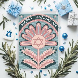 Lycklig Hanukkah Art nouveau Bloom Helgdag Kort