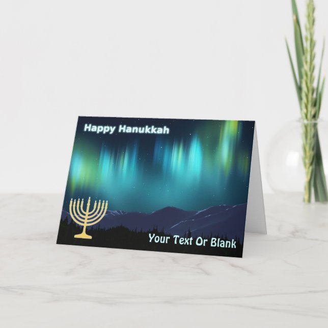 Lycklig Hanukkah - Aurora Borealis Helgkort (Framsida)