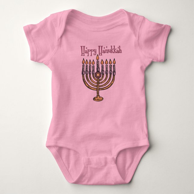 Lycklig Hanukkah Baby Jersey Bodykostym T Shirt (Framsida)
