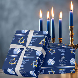Lycklig Hanukkah Bevackert Blue Anpassningsbar Jud Presentpapper