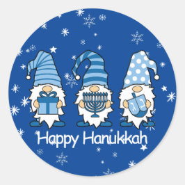 Lycklig Hanukkah Bevackra Blues Gnome Stickers Runt Klistermärke
