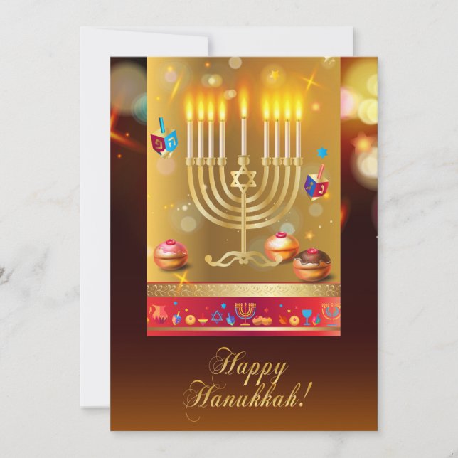 Lycklig Hanukkah Bevackra Menorah Jewish Helgdag Inbjudningar (Framsida)