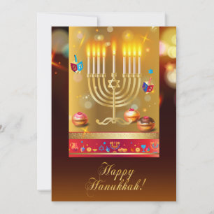 Lycklig Hanukkah Bevackra Menorah Jewish Helgdag Inbjudningar