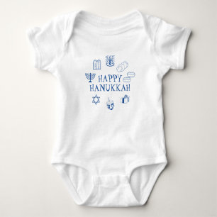 Lycklig Hanukkah blå vit anpassningsbar söt T Shirt