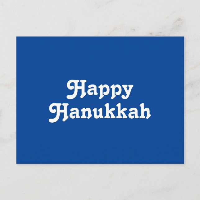 "Lycklig Hanukkah" blå vit Julfest Vykort (Framsida)