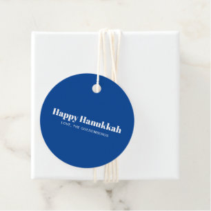 Lycklig Hanukkah blå vit minimalistisk personlig Gåvor Etiketter