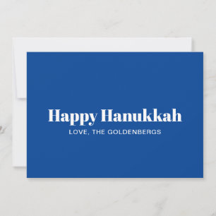 Lycklig Hanukkah blå vit minimalistisk personlig Julkort