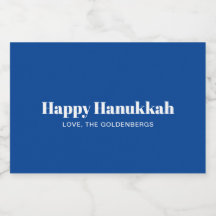 Lycklig Hanukkah blå vit minimalistisk personlig