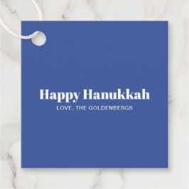 Lycklig Hanukkah blå vit modern rand anpassningsba Gåvor Etiketter