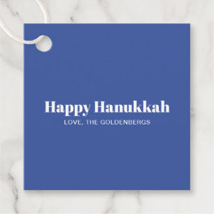 Lycklig Hanukkah blå vit modern rand anpassningsba Gåvor Etiketter