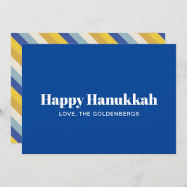 Lycklig Hanukkah blå, vit, modern, strimlad anpass Julkort