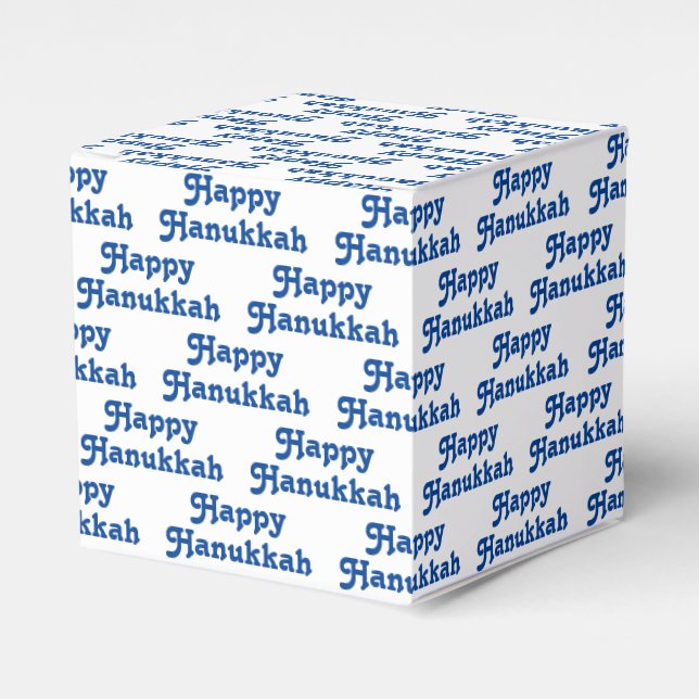 Lycklig Hanukkah blå, vit, söt typografi mönster Presentaskar (Framsidan Sidan)