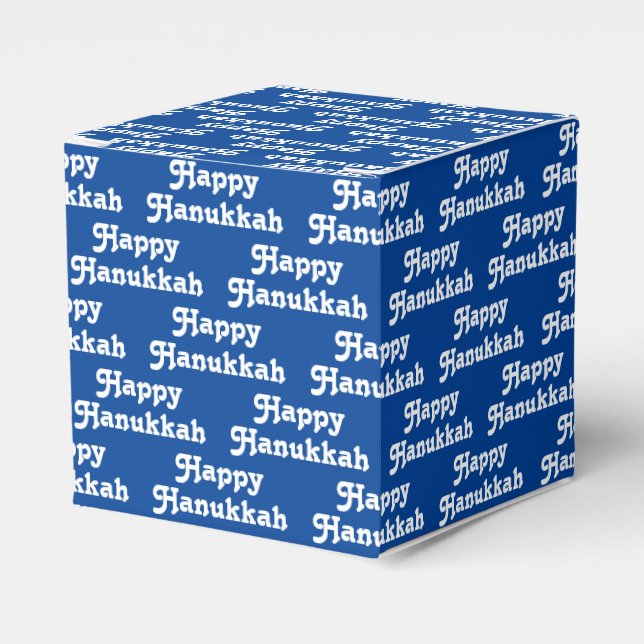 Lycklig Hanukkah blå, vit, söt typografi mönster Presentaskar (Framsidan Sidan)